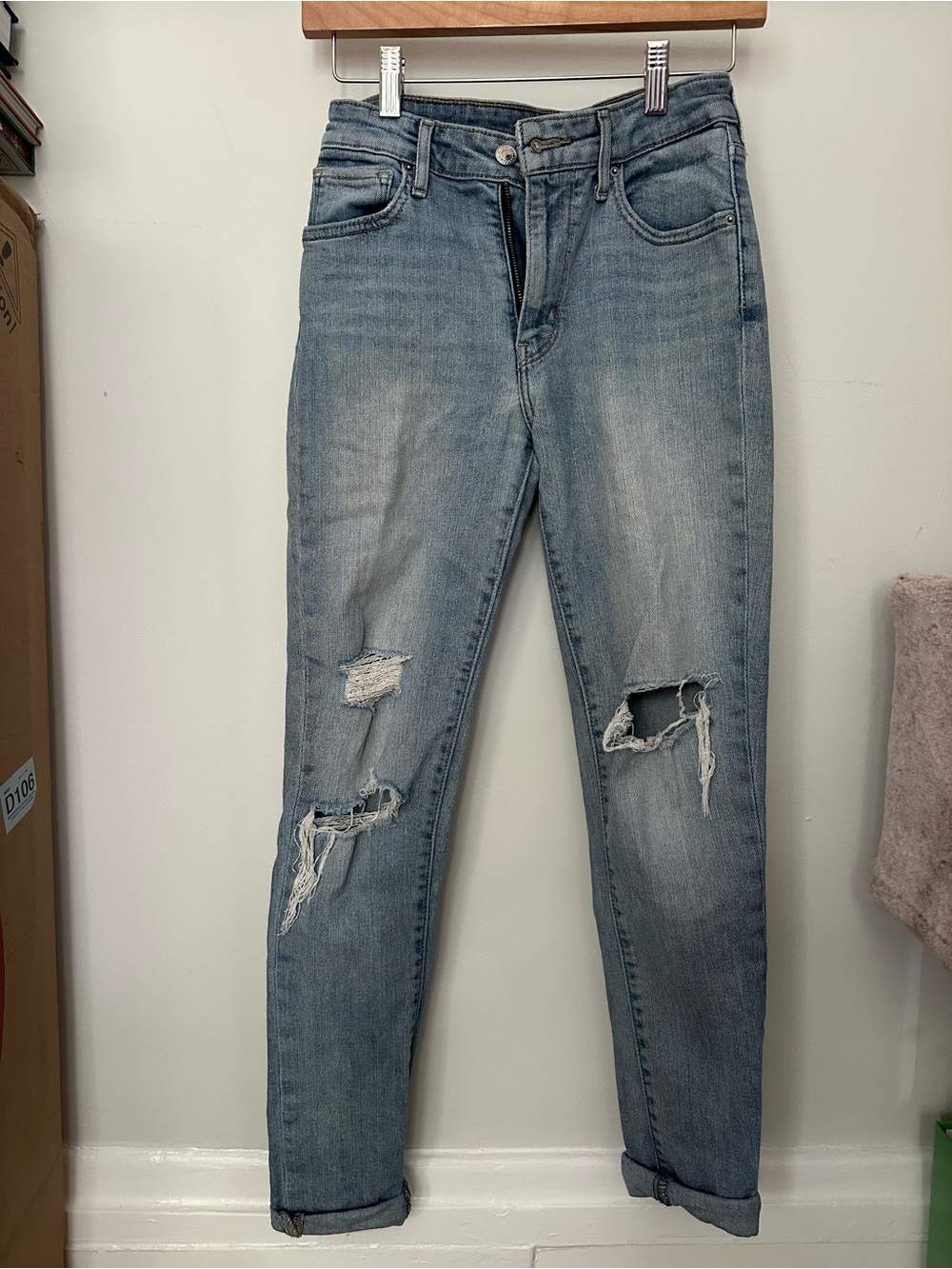 Levi's Light Blue Ripped Boyfriend Jeans